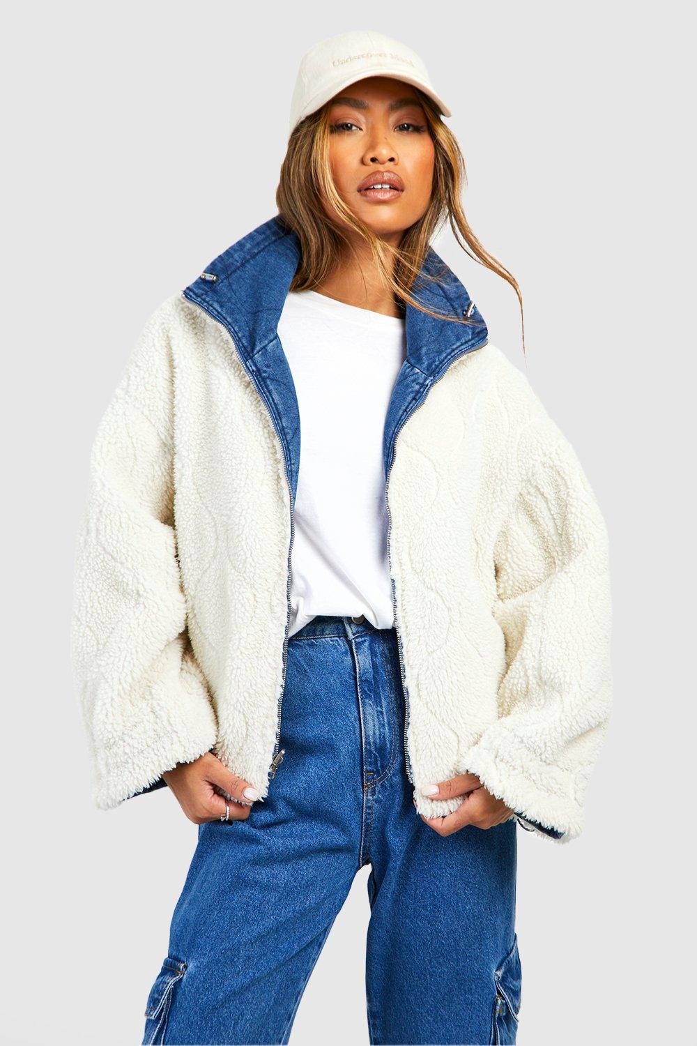 Quilted lined deals denim jacket